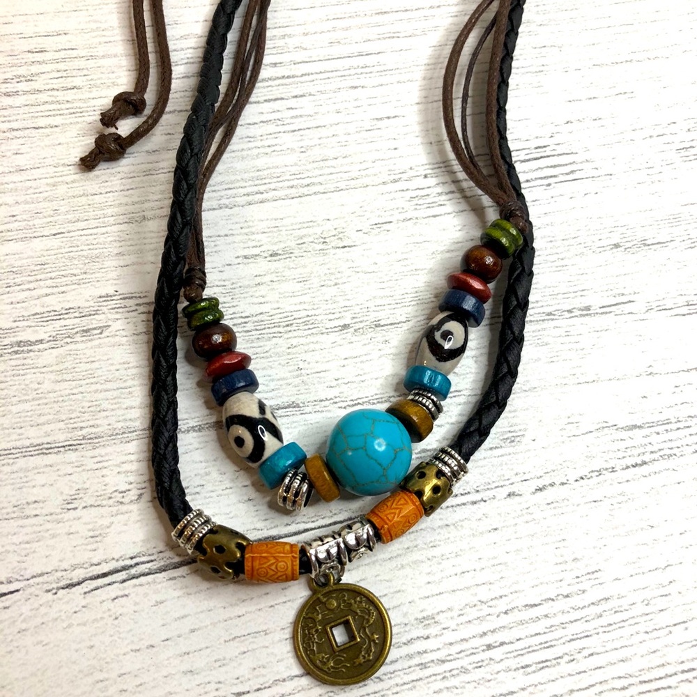 Adjustable Hemp Beaded Choker Necklace